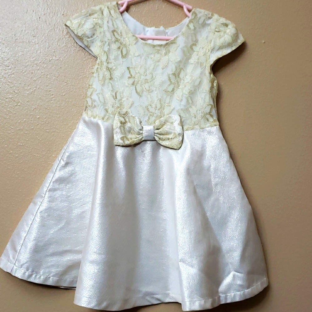 Gold lace and shimmer dress 1-2 yr